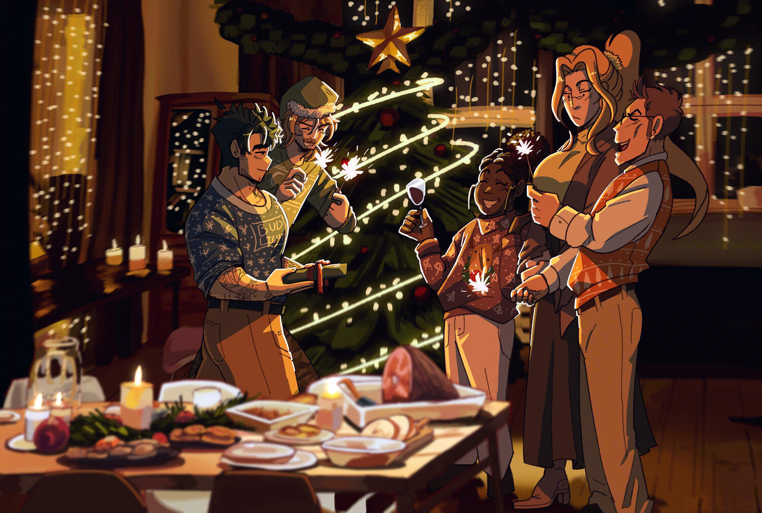 “Xmas Dinner.” digital painting, 2024. “Xmas Dinner.” digital painting, 2024.
